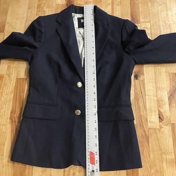 J. Crew Blazer Classic‎ Navy Gold Schoolboy Wool Stretch Blazer Jacket Sz 00 New - Picture 8 of 12
